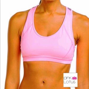 Luxurious Pink Lotus cute Sports Bra-(M) Pink/gray